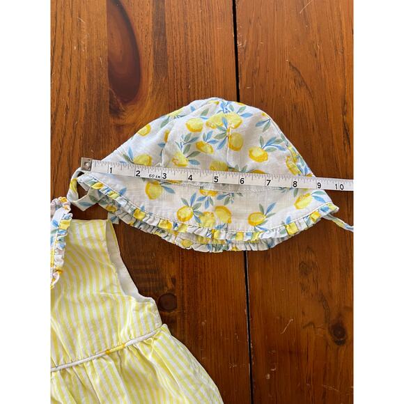 Cynthia Rowley 3-6 Month One Piece Set Hat Covered Buttons Yellow Lemon Bubble - Picture 12 of 13